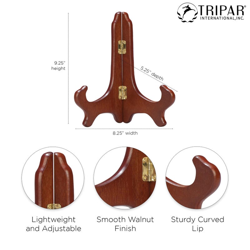 TRIPAR 9 Inch Wooden Plate Display Stand Picture Easel Stand - Image 3